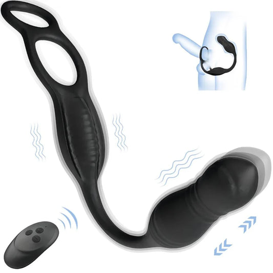 Anal Plug Telescopic Prostate Massager Remote Control Anal Beads Butt Plug Vibrator Male Penis Rings Adult Vibrating Masturbator