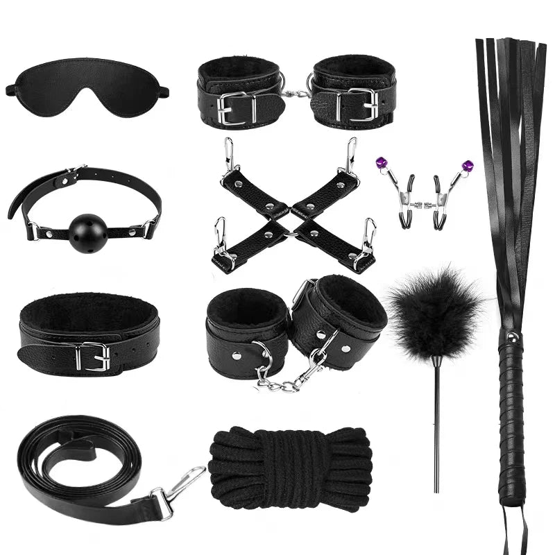 10 Pcs/set Leather Sex Toy Kits